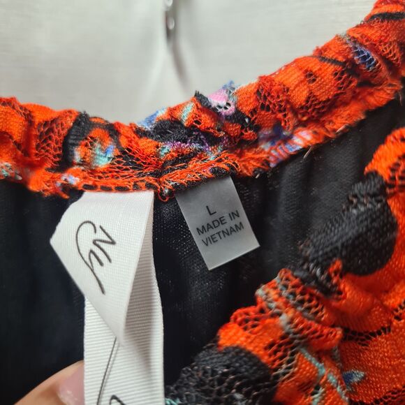 NWT NY Collection Womens Orange Floral Lace Dress | Size: L - Picture 2 of 5
